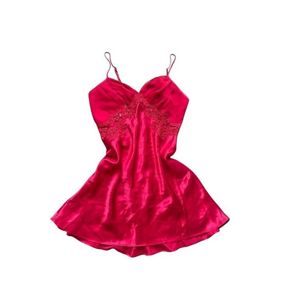 Victoria’s Secret Gold Label Red Satin Slip Dress – Size M - Picture 1 of 5